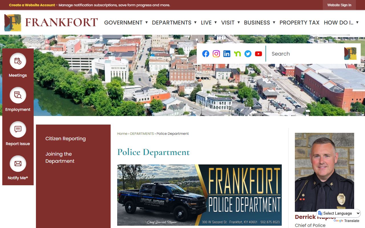 Frankfort Police Department in Kentucky