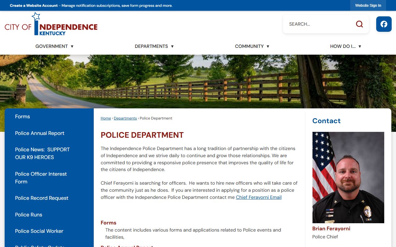 Independence Police Department in Kentucky