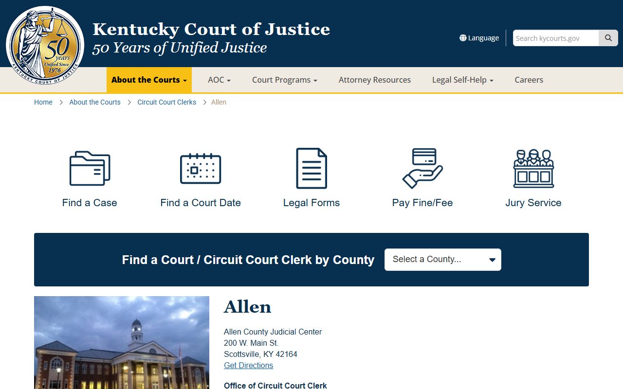 Allen County Kentucky court information for warrant records