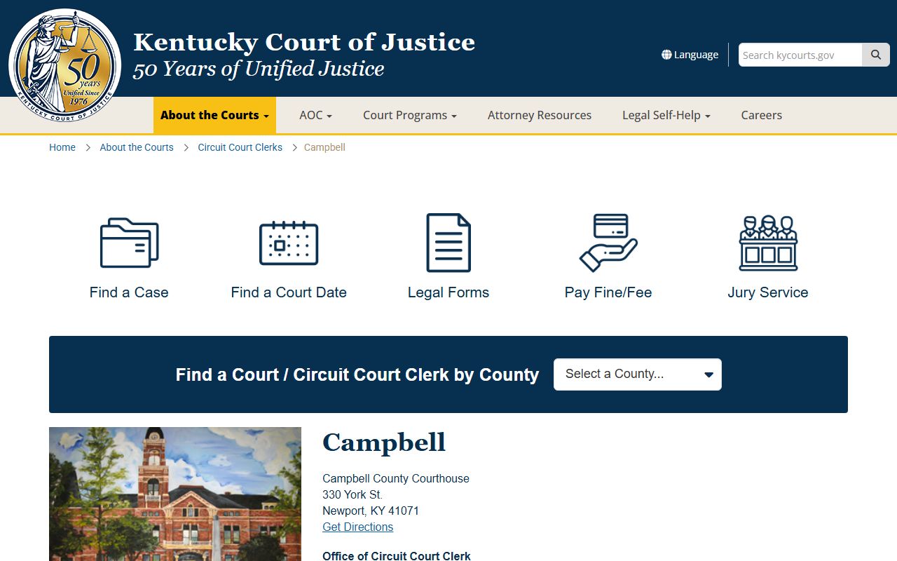 Campbell County Kentucky court information for warrant records
