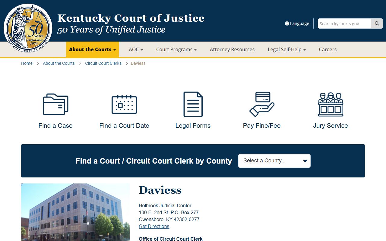 Daviess County Kentucky court information for warrant records