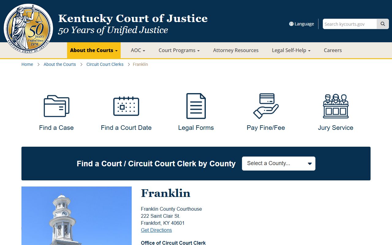 Franklin County Kentucky court information for warrant records