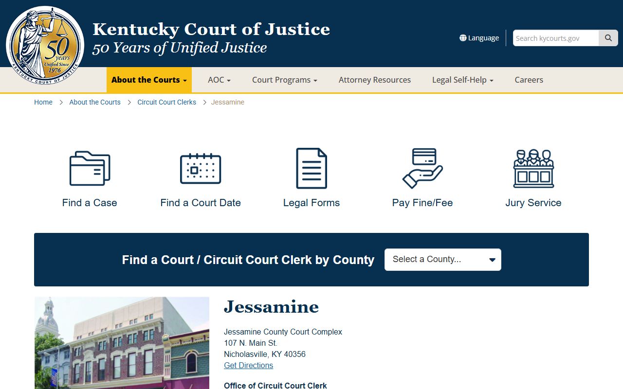 Jessamine County Kentucky court information for warrant records