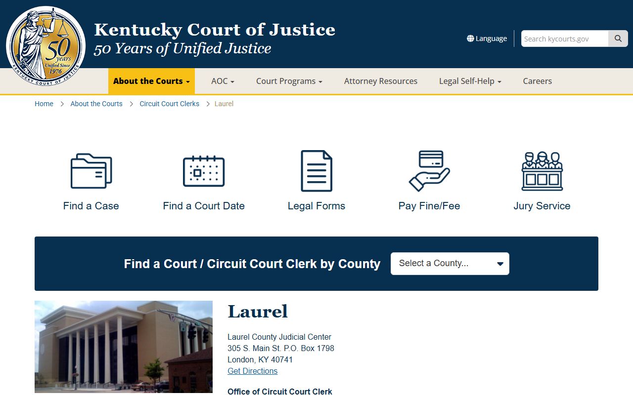 Laurel County Kentucky court information for warrant records