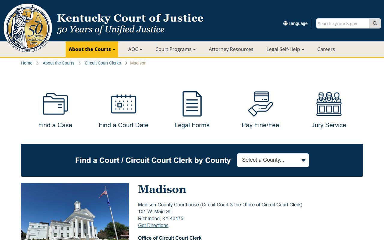 Madison County Kentucky court information for warrant records
