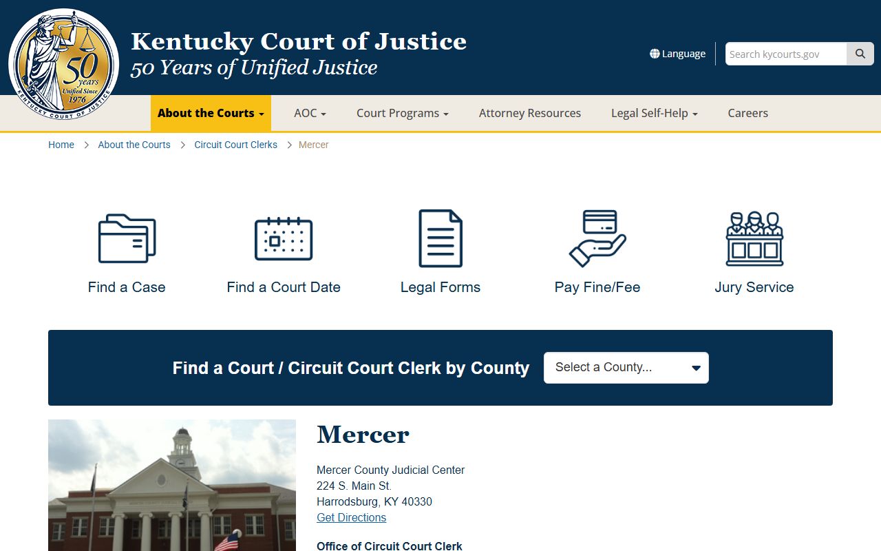 Mercer County Kentucky court information for warrant records
