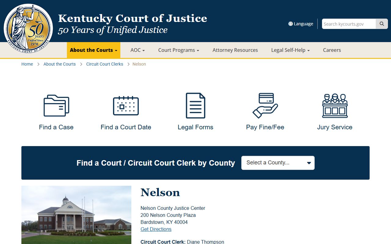 Nelson County Kentucky court information for warrant records