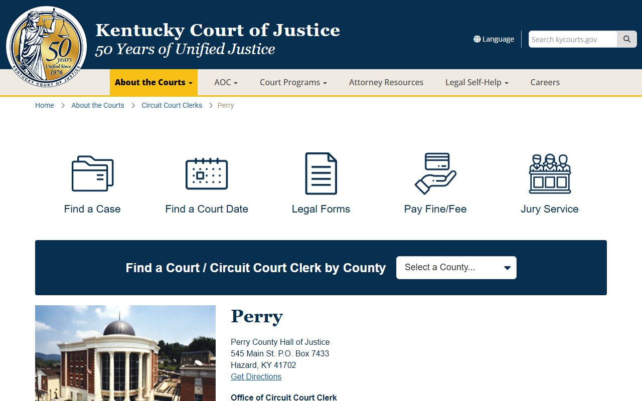 Perry County Kentucky court information for warrant records
