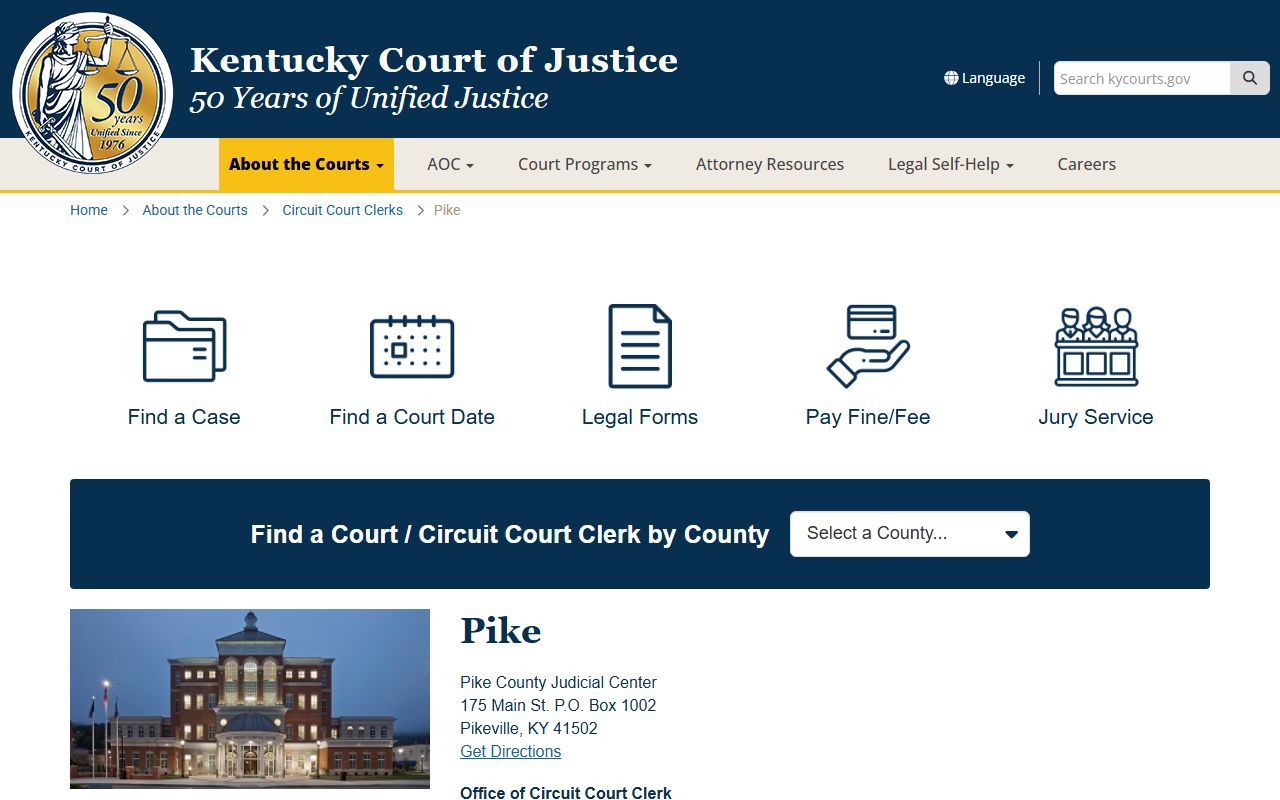 Pike County Kentucky court information for warrant records