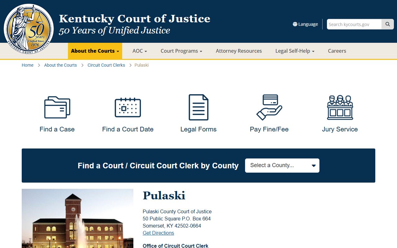 Pulaski County Kentucky court information for warrant records