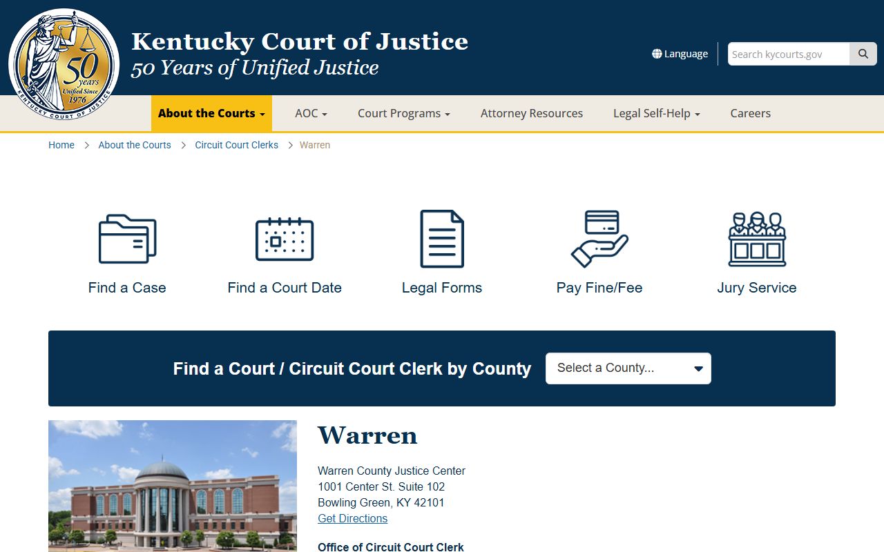 Warren County Kentucky court information for warrant records