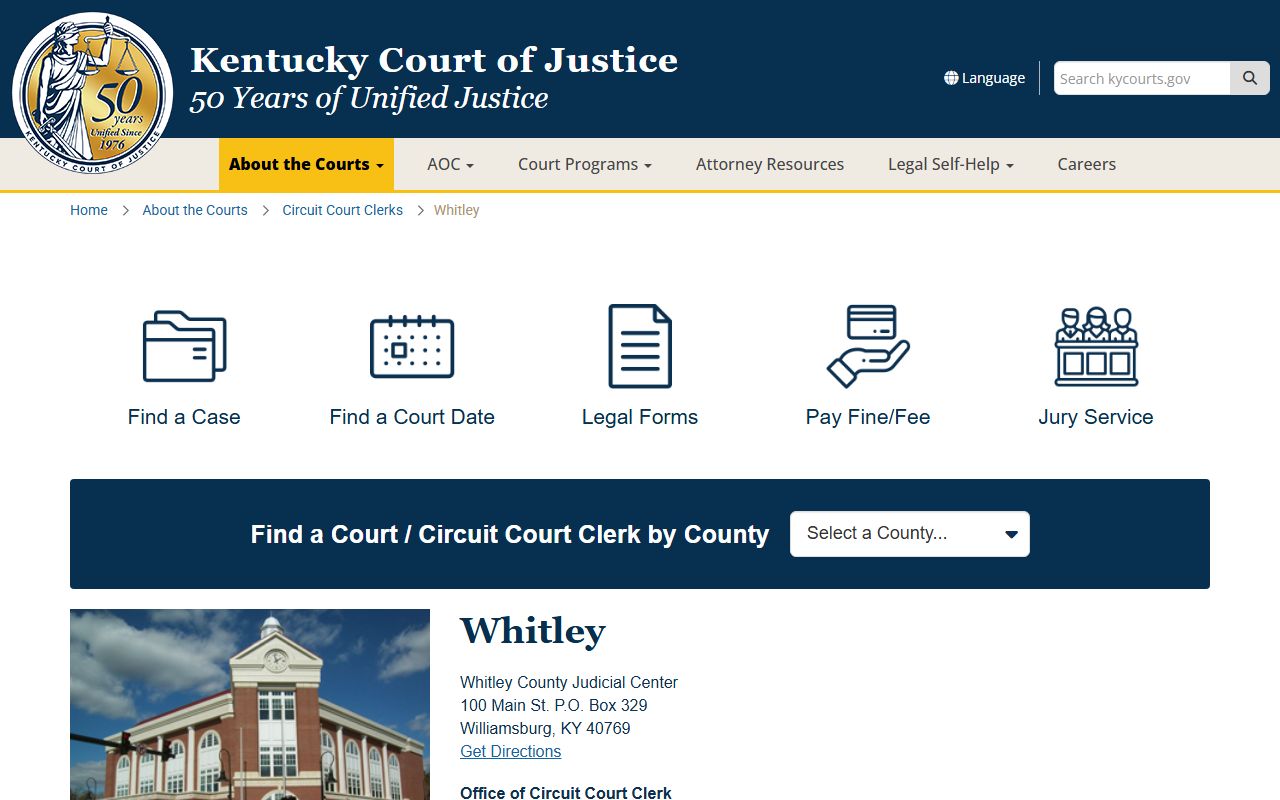 Whitley County Kentucky court information for warrant records